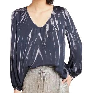 Velvet satin tie dye v-neck long sleeve flowy top size XS excellent condition